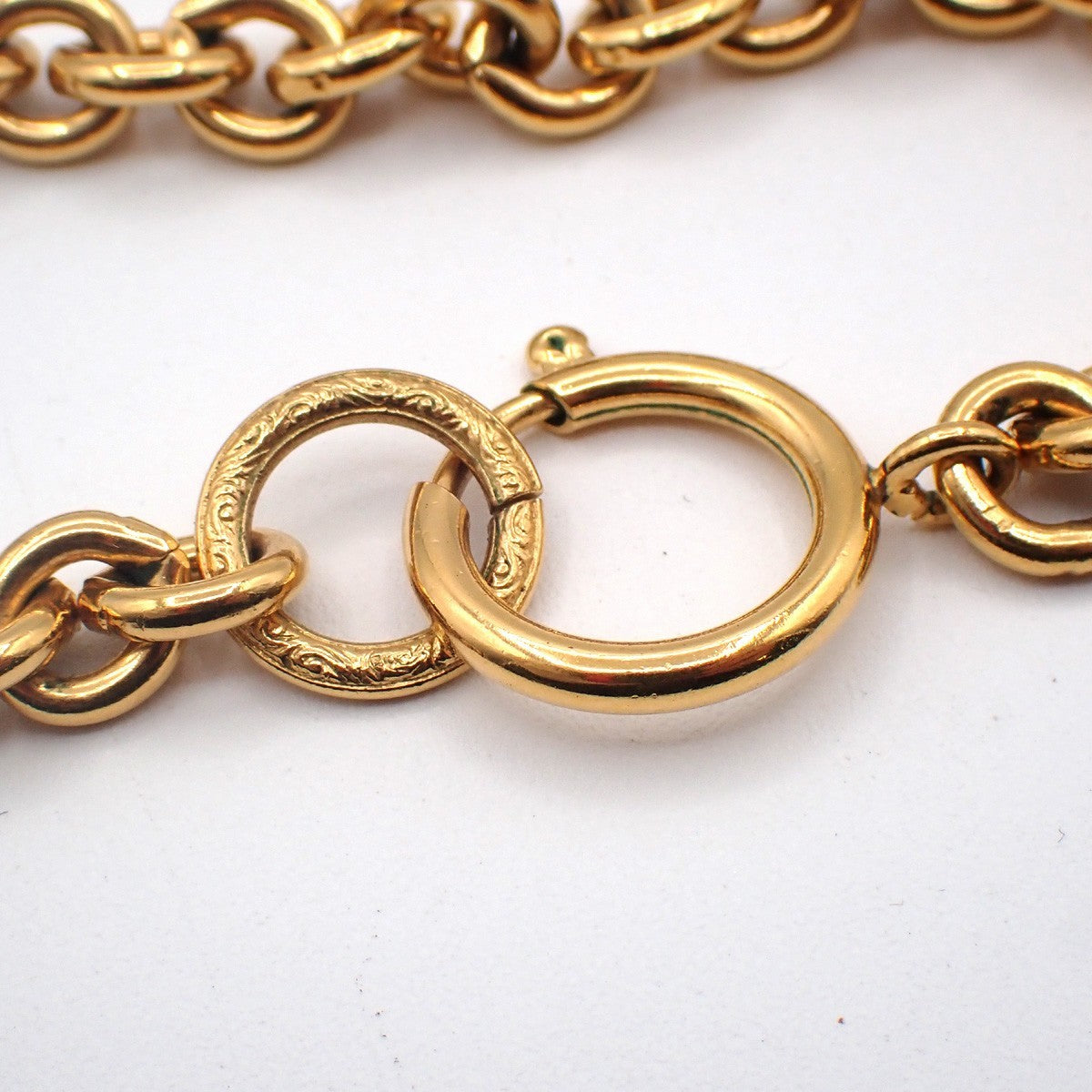 CHANEL CC Logo Cross Chain Long Necklace Pendant 94P Gold France Vintage 53RL935