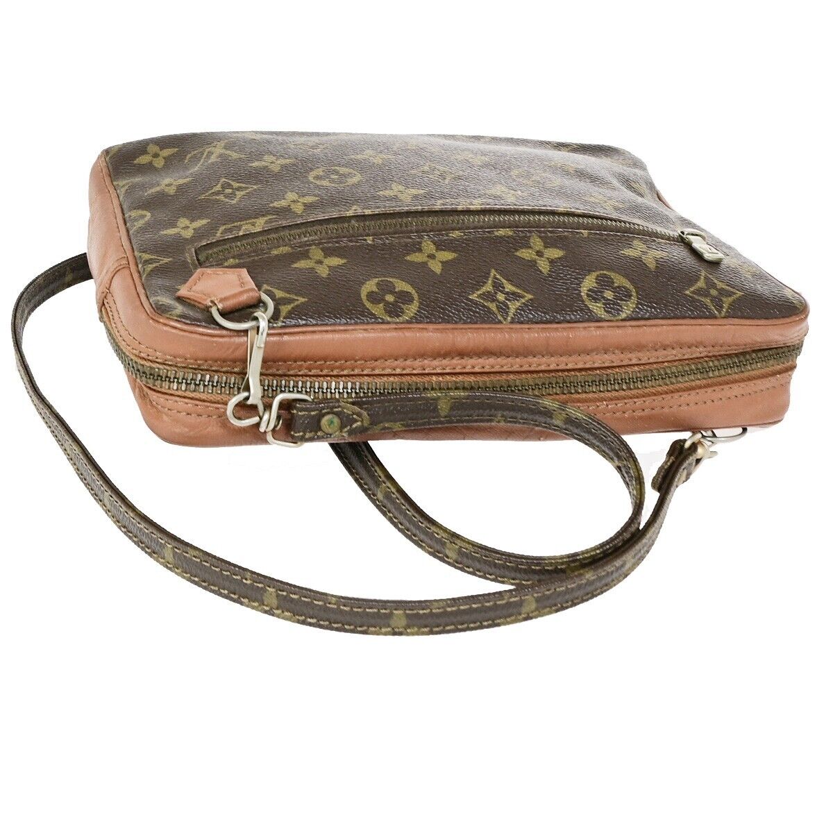LOUIS VUITTON Pochette Sport Clutch Shoulder Bag Monogram Leather Brown 61EB425
