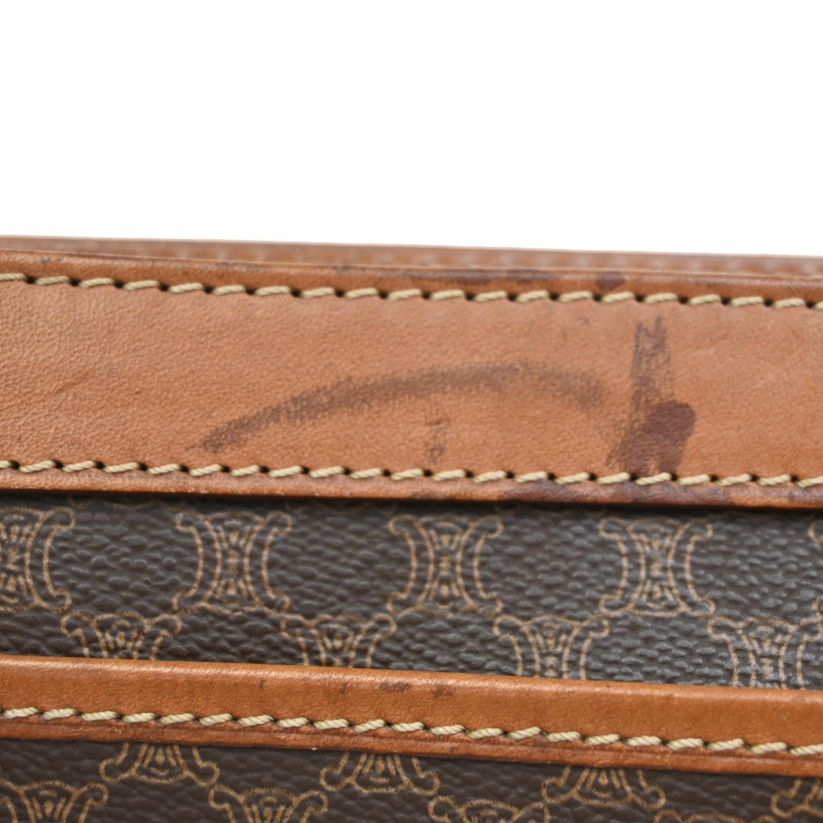 CELINE Logo Macadam Pattern Clutch hand Bag PVC Leather Brown GHW Italy 02KB682