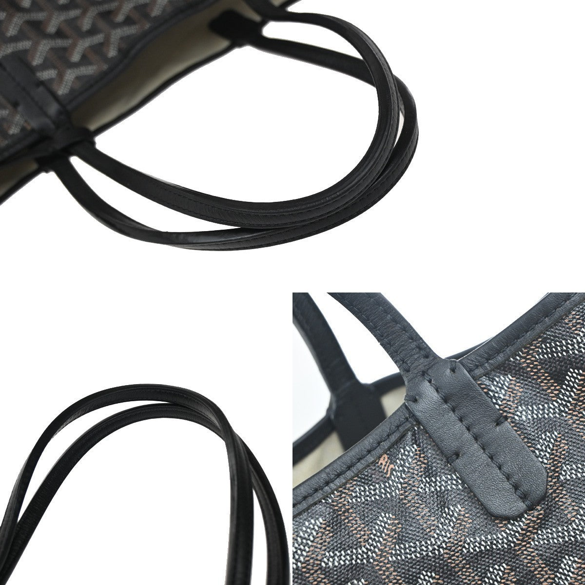 GOYARD Saint Louis PM Shoulder Tote Bag Coating Canvas Leather Black 628RF892