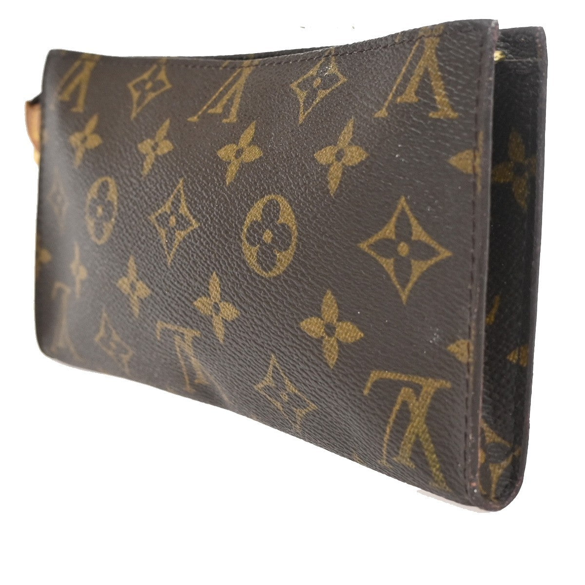 LOUIS VUITTON Logo BUCKET GM Pouch Bag Monogram Leather Brown France 60ZA160