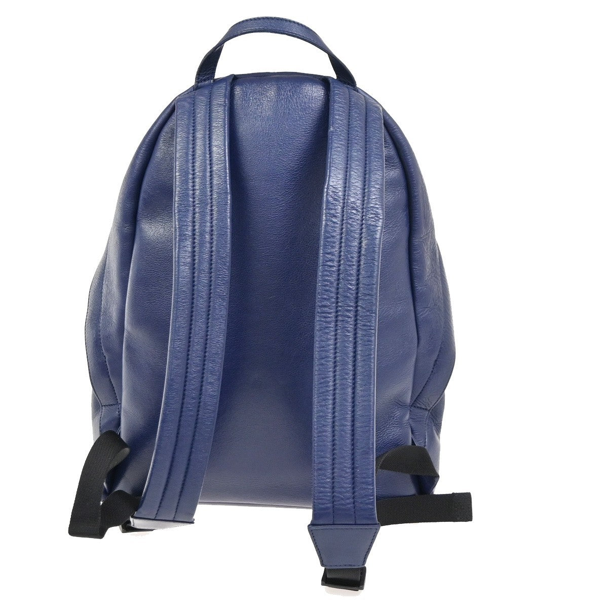 BALENCIAGA Logo Everyday Backpack Adjustable Strap Leather Blue Italy 12ZA253