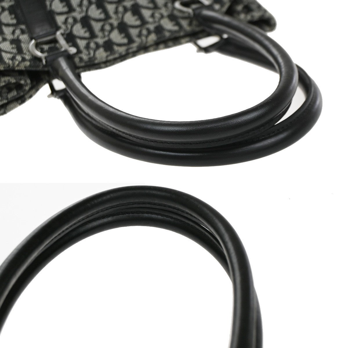 CHRISTIAN DIOR Logo Trotter Pattern Shoulder Bag Canvas Leather BK Italy 93YJ238