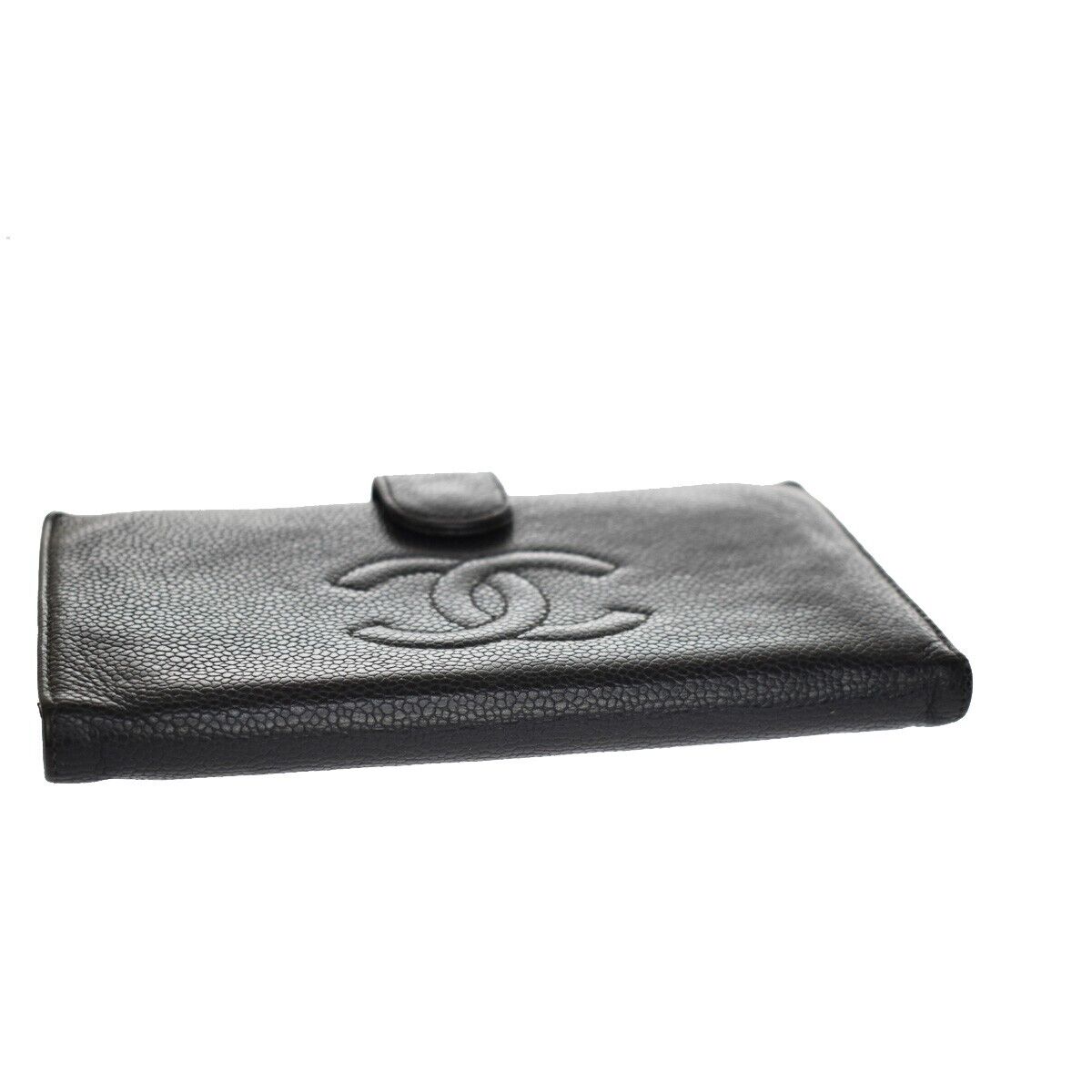 CHANEL CC Logo Long Bifold Wallet Purse Caviar Skin Leather Black GHW 61SH440