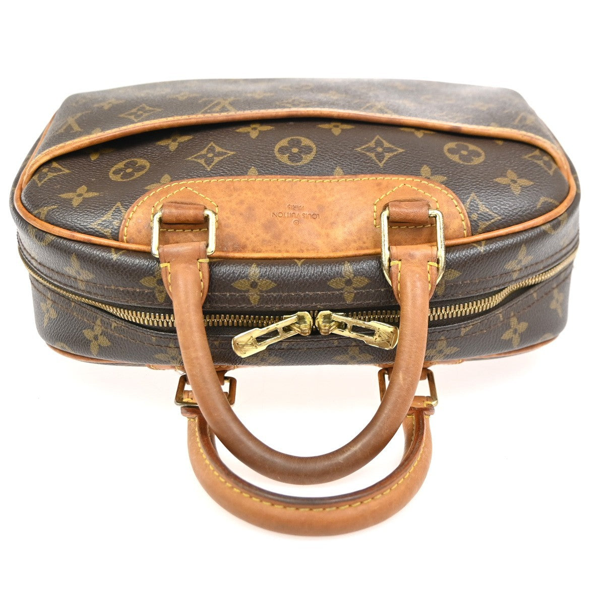 LOUIS VUITTON LV Logo Trouville Hand Bag Monogram Leather Brown M42228 86ZA185
