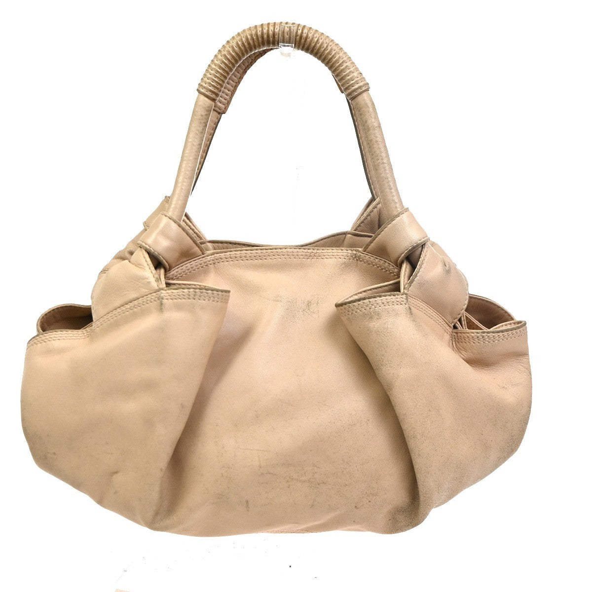 LOEWE Logo Anagram Hobo Shoulder Hand Bag Leather Beige Spain GHW 30CA772