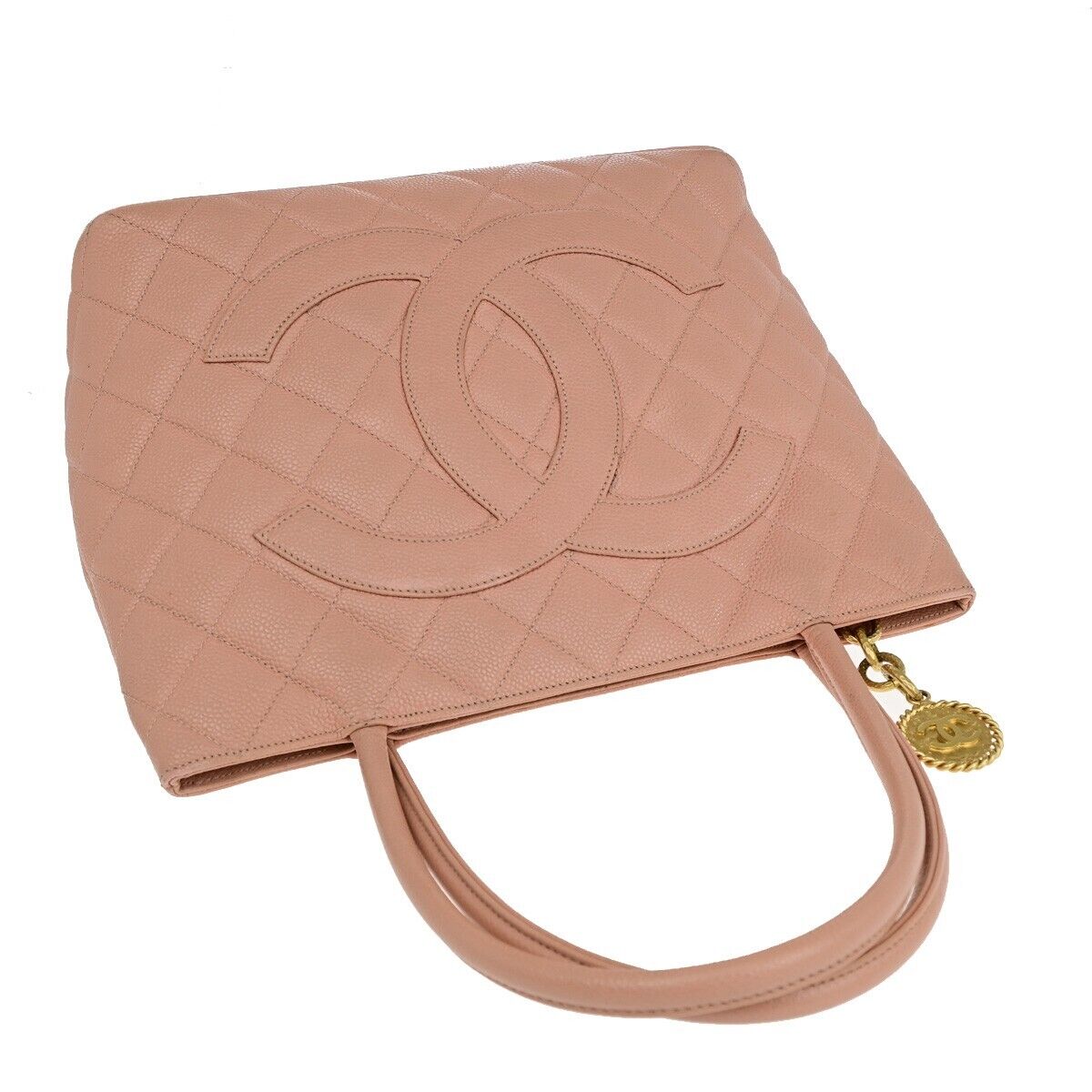 CHANEL CC Logo Medallion Shoulder Tote Bag Caviar Skin Leather PK GHW 691RJ822