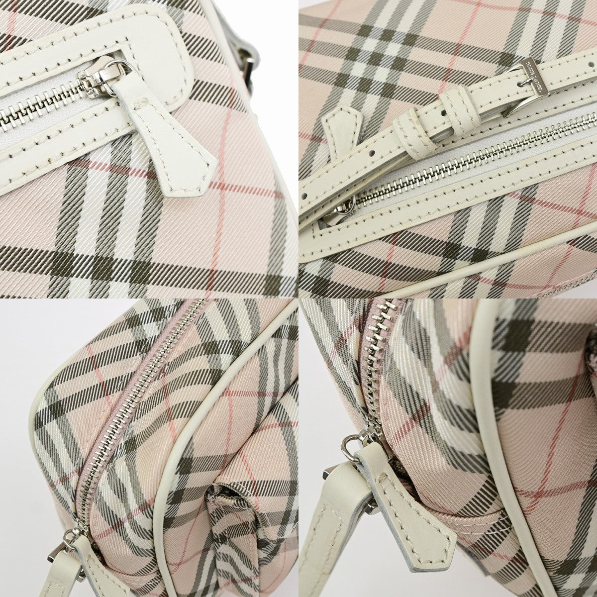BURBERRY Blue Label Nova Check Shoulder Bag Canvas Leather Pink SHW 69YJ269