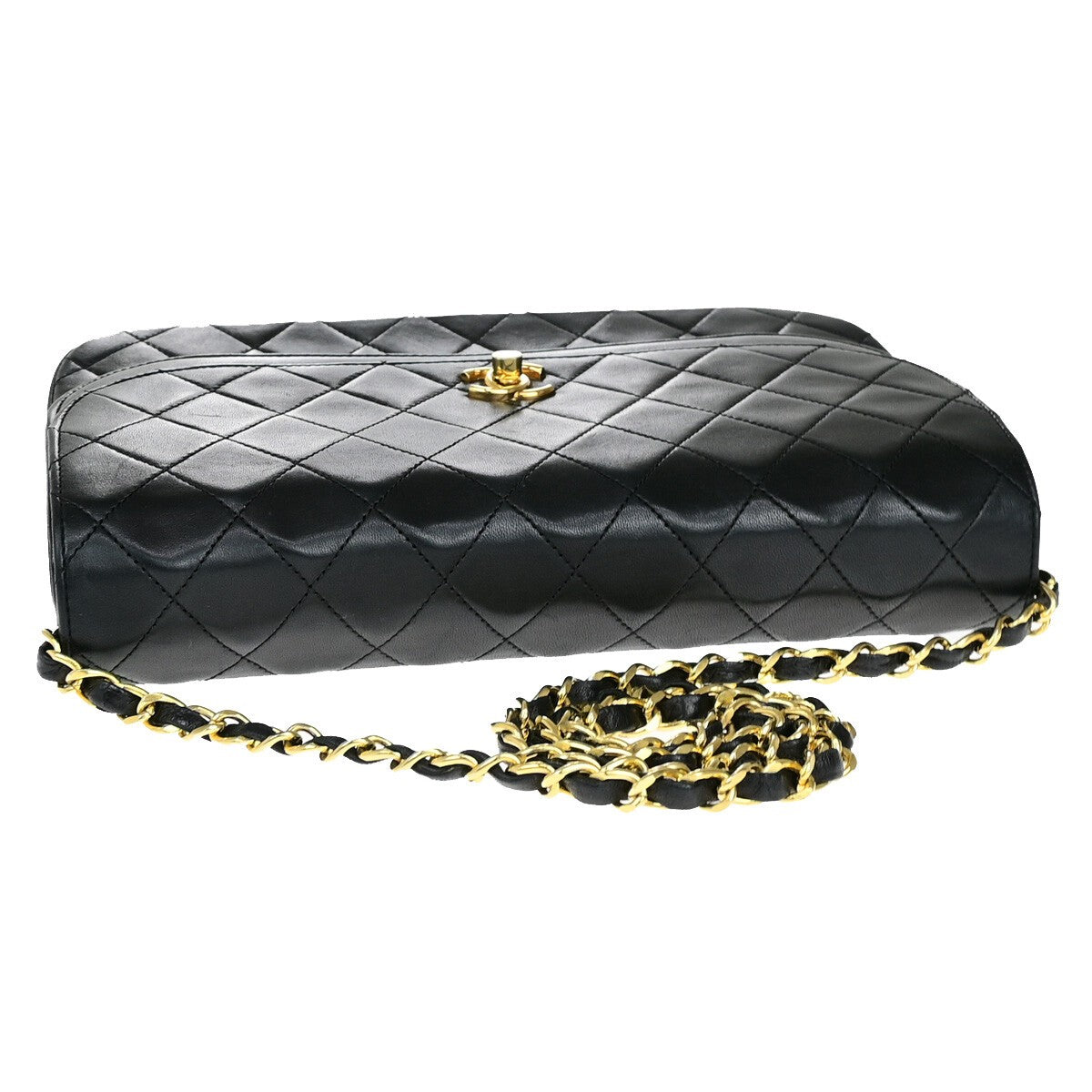 CHANEL CC Matelasse 23 Double Flap Chain Shoulder Bag Leather Black GHW 323RK827