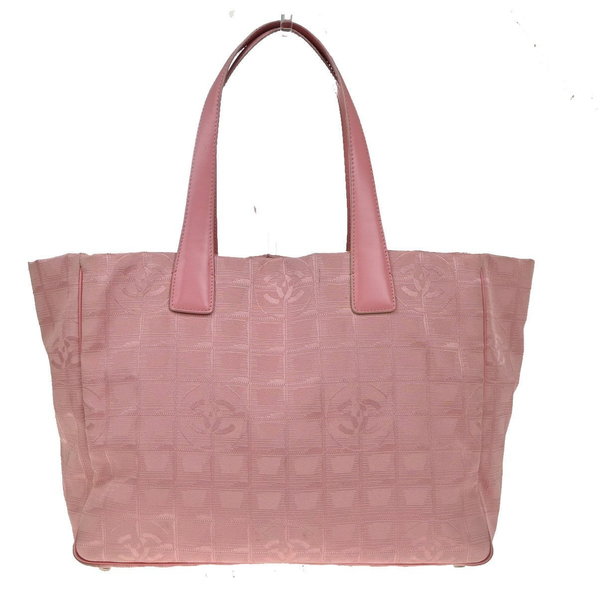 CHANEL CC Logo New Travel Line Shoulder Bag Nylon Leather Pink Italy 87EG406