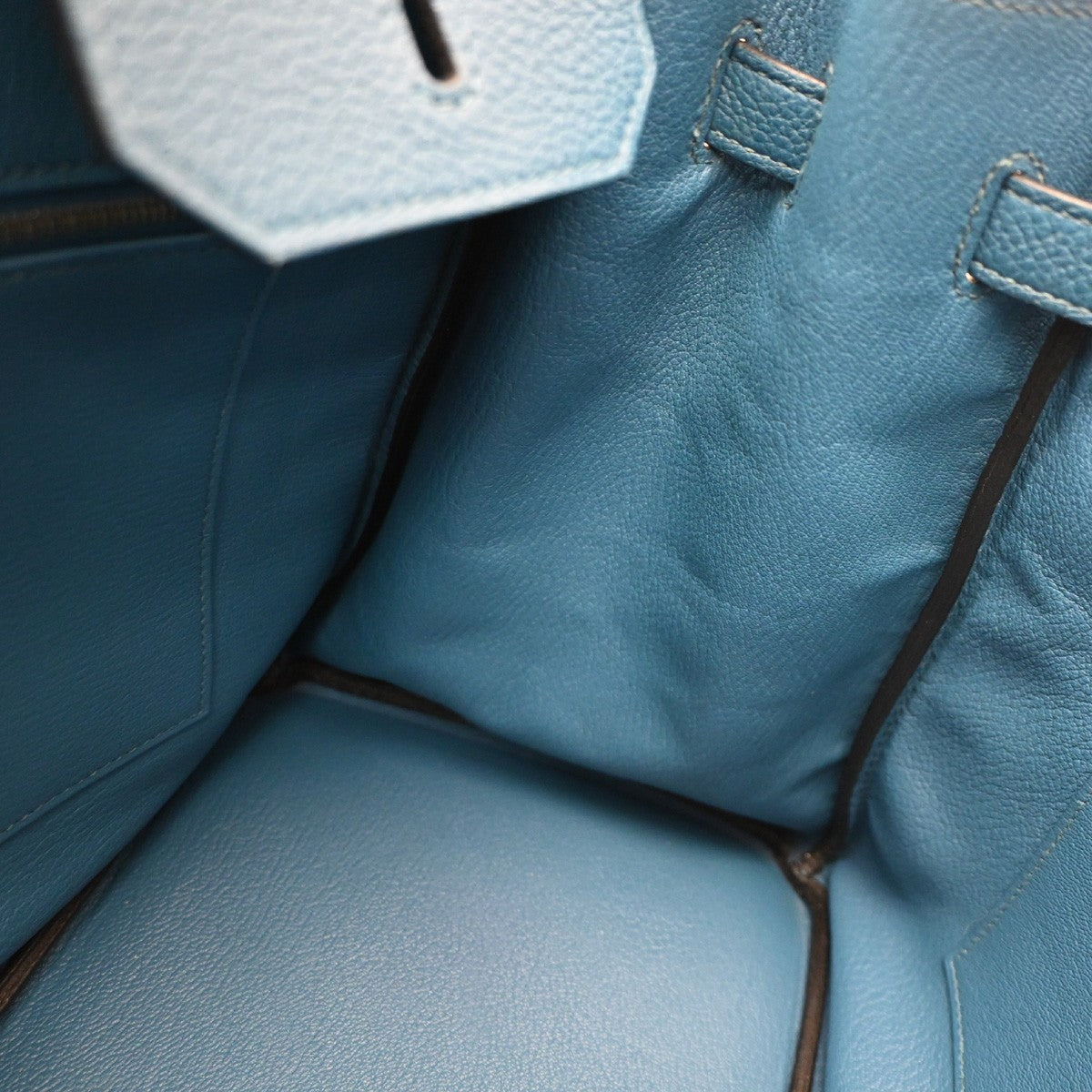 HERMES Birkin 35 Hand Bag Togo Leather Square Q Blue de Galice GHW 6600LC640