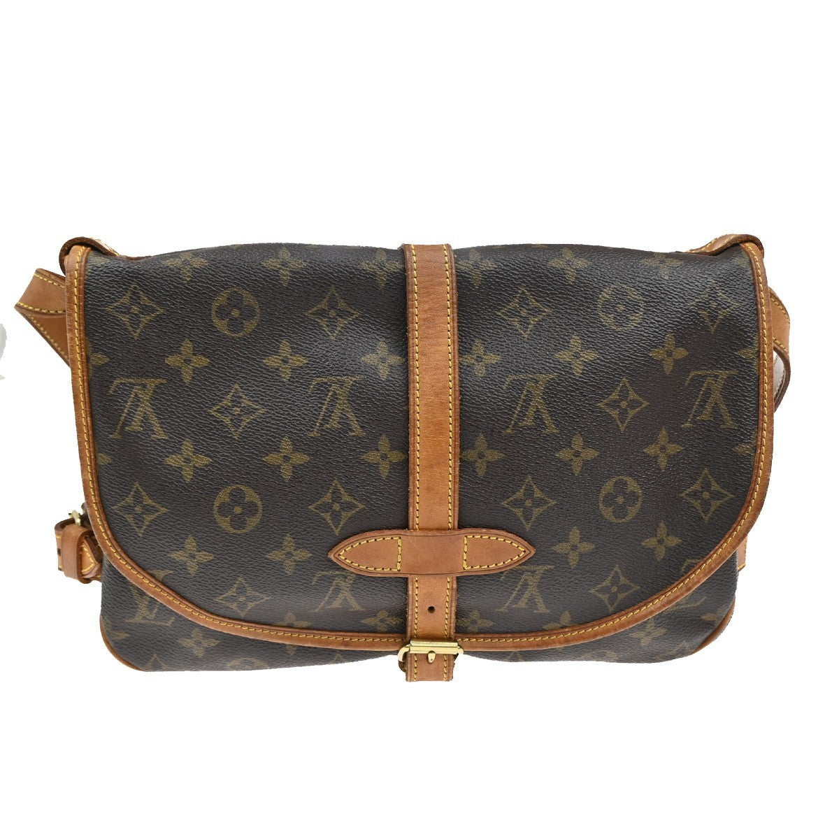 LOUIS VUITTON Logo Saumur 30 Shoulder Bag Monogram Leather Brown M42256 18TA325