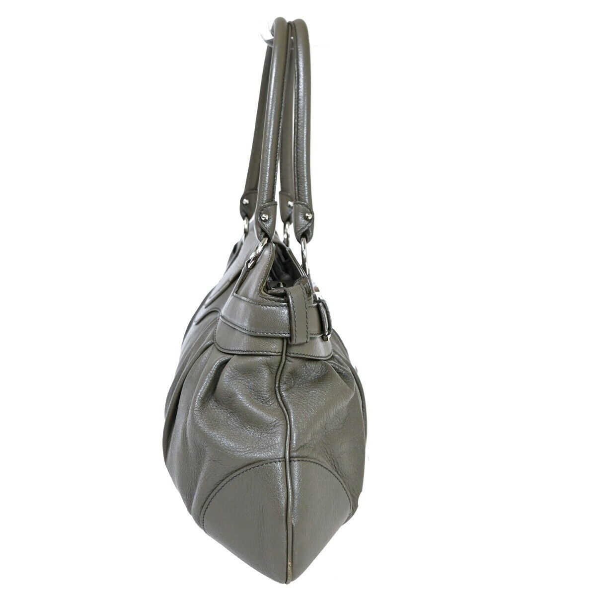 SALVATORE FERRAGAMO Logo Marisa Gancini Shoulder Bag Leather Gray Italy 66FA048