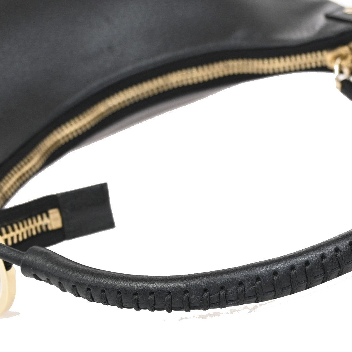 GUCCI Logo Shoulder Hand Bag Leather Black GHW Italy 73KB373