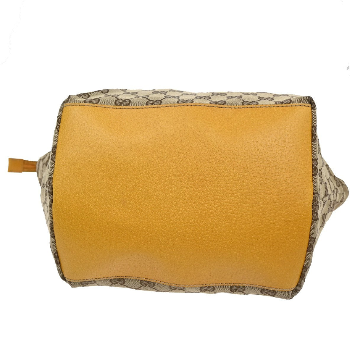 GUCCI GG Canvas Shoulder Tote Bag Leather canvas Yellow Italy 66CA368