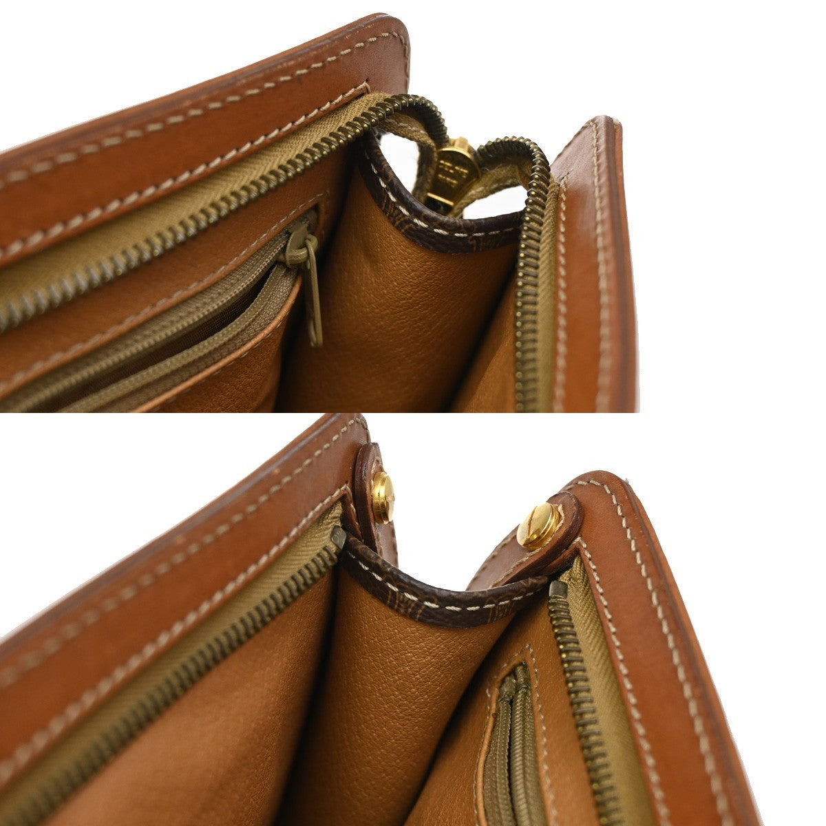 CELINE Logo Macadam Pattern Clutch hand Bag PVC Leather Brown GHW Italy 02KB682