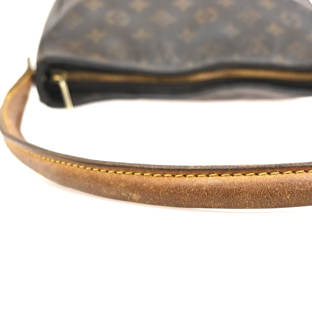 LOUIS VUITTON Logo Looping GM Shoulder Bag Monogram Leather Brown M51145 39KC481