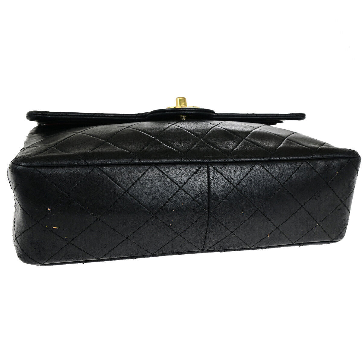 CHANEL CC Matelasse 25 Double Flap Chain Shoulder Bag Leather Black GD 318RJ940