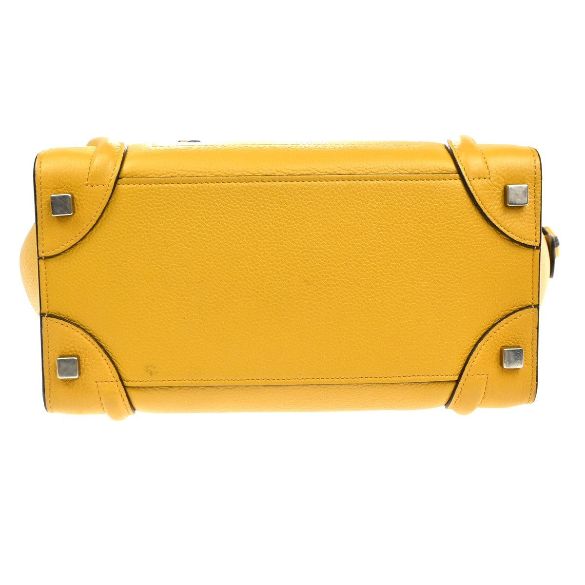 CELINE Luggage Micro Top Handle Tote Hand Bag Leather Yellow SHW Italy 667RL904
