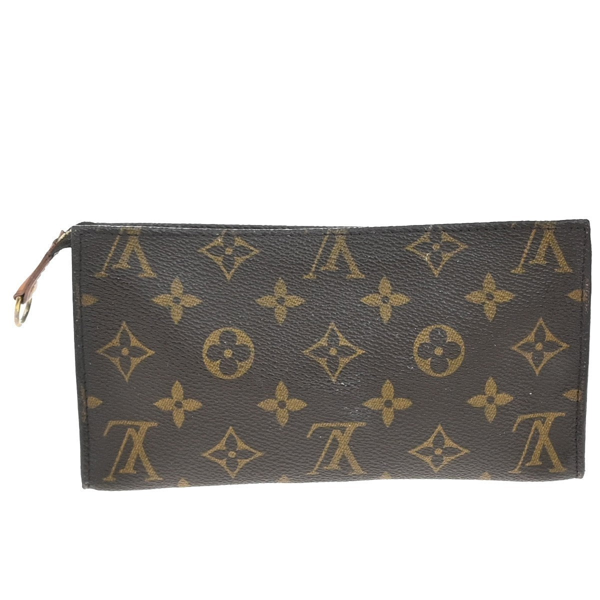 LOUIS VUITTON Logo BUCKET GM Pouch Bag Monogram Leather Brown France 05EG176