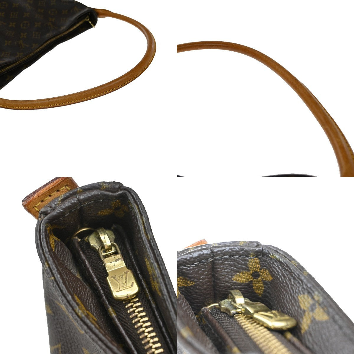 LOUIS VUITTON Logo Looping GM Shoulder Bag Monogram Leather Brown M51145 73KB422