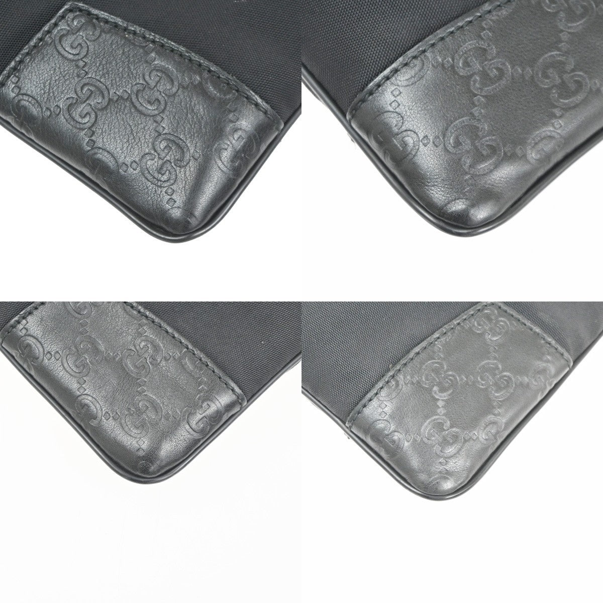 GUCCI Guccissima GG Crossbody Shoulder Bag Leather Canvas Black SHW 33KD071
