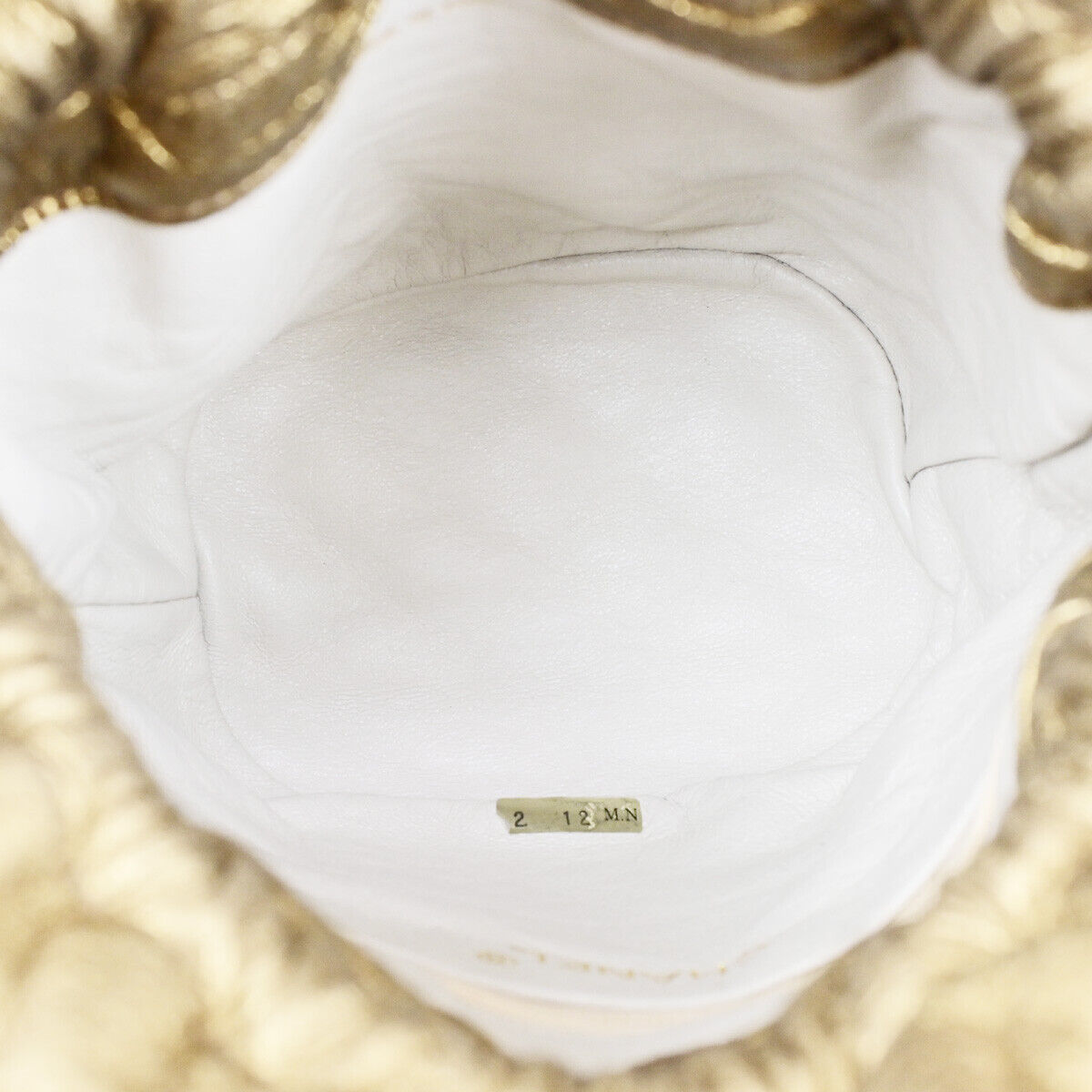CHANEL CC Matelasse Drawstring Mini Chain Shoulder Bag Leather Gold GHW 390RK134
