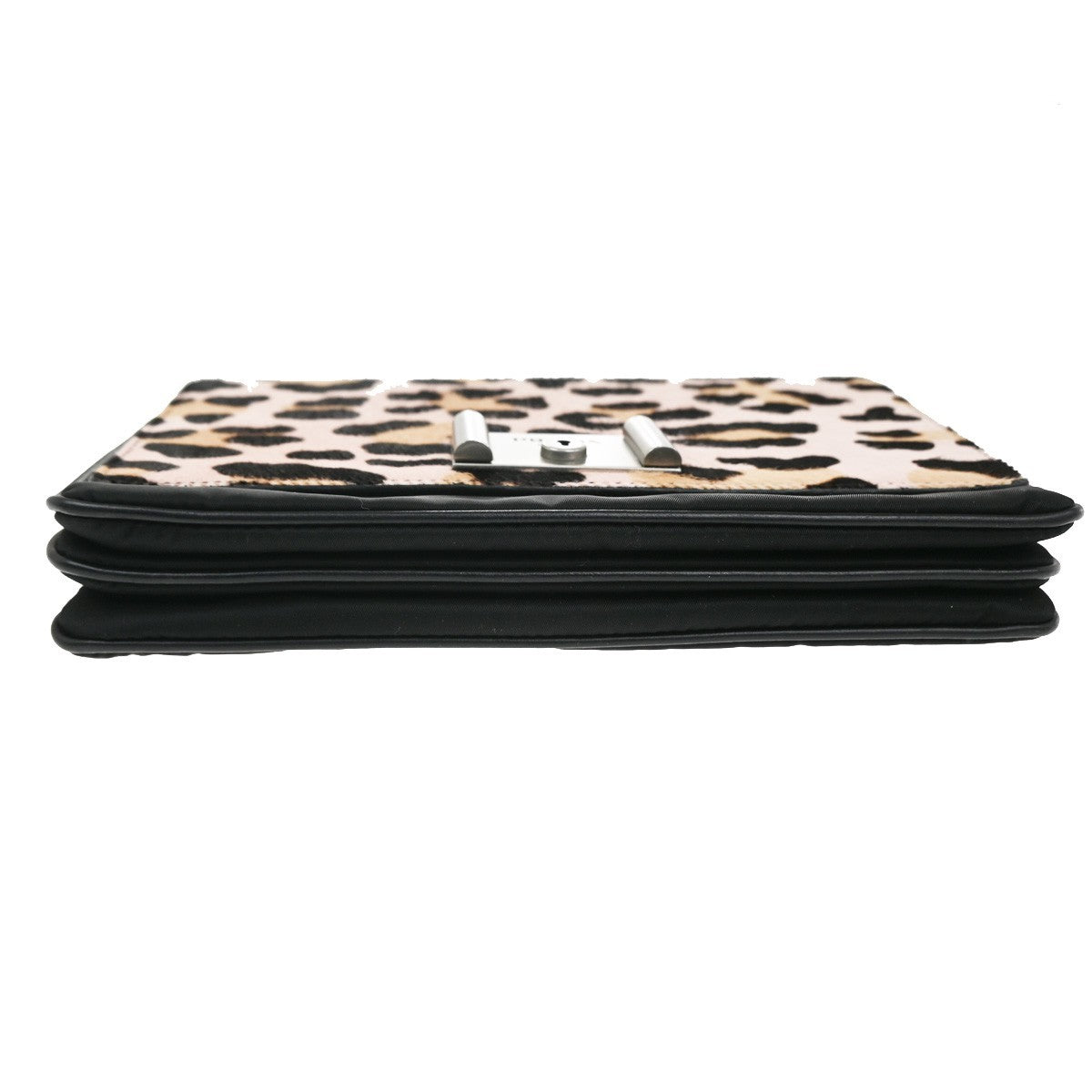 52.Live PRADA MILANO Leopard Chain Shoulder Bag Hair on Leather Nylon 99KC004