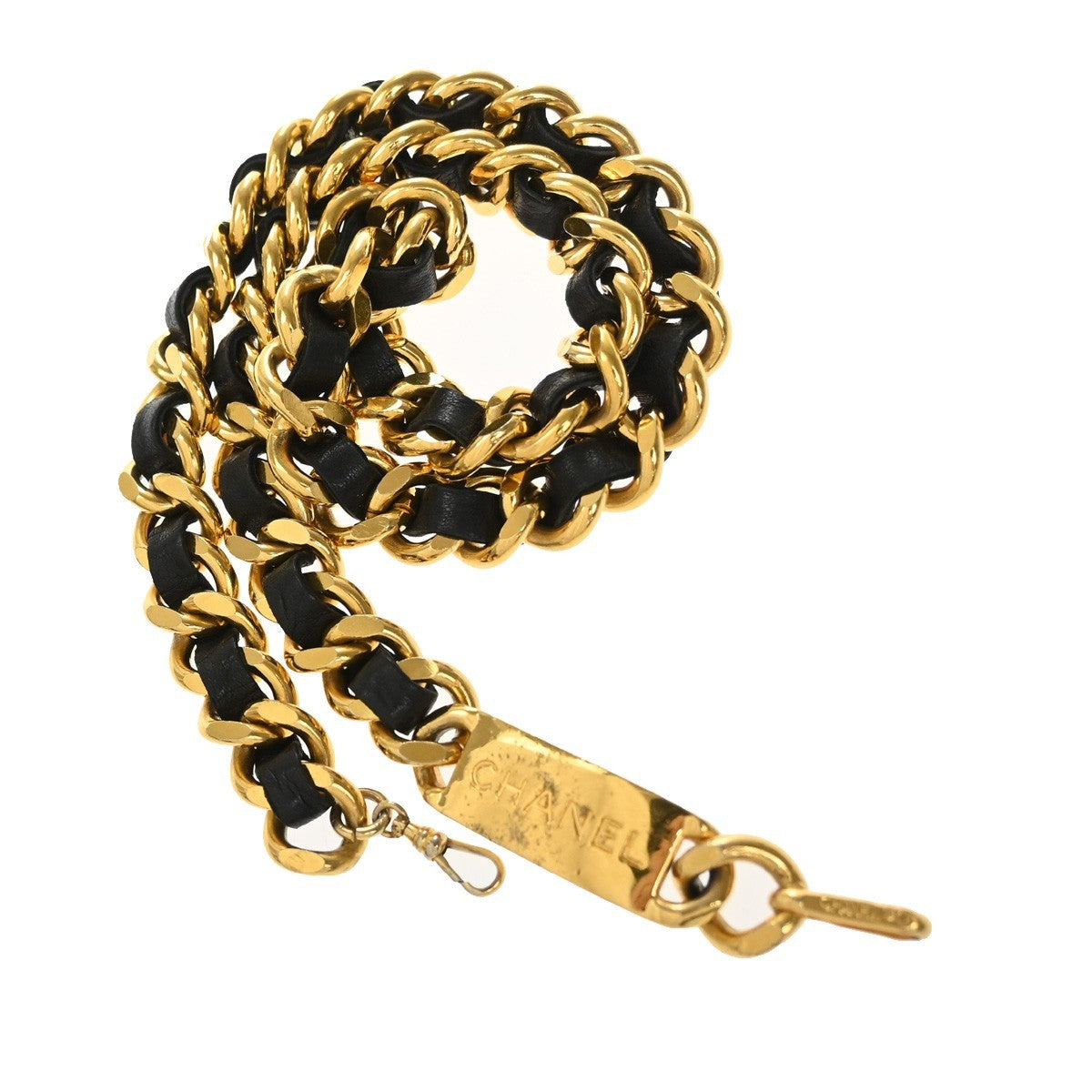 CHANEL CC Coin Medallion Charm Chain Belt Leather Black GHW Accessory 95RQ048