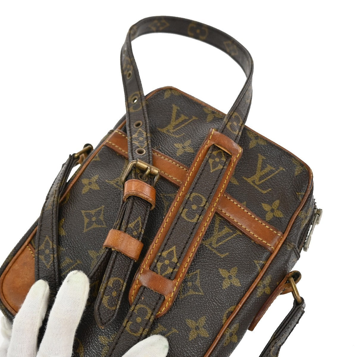 LOUIS VUITTON Danube Shoulder Bag Monogram Leather Brown France M45266 30FB548
