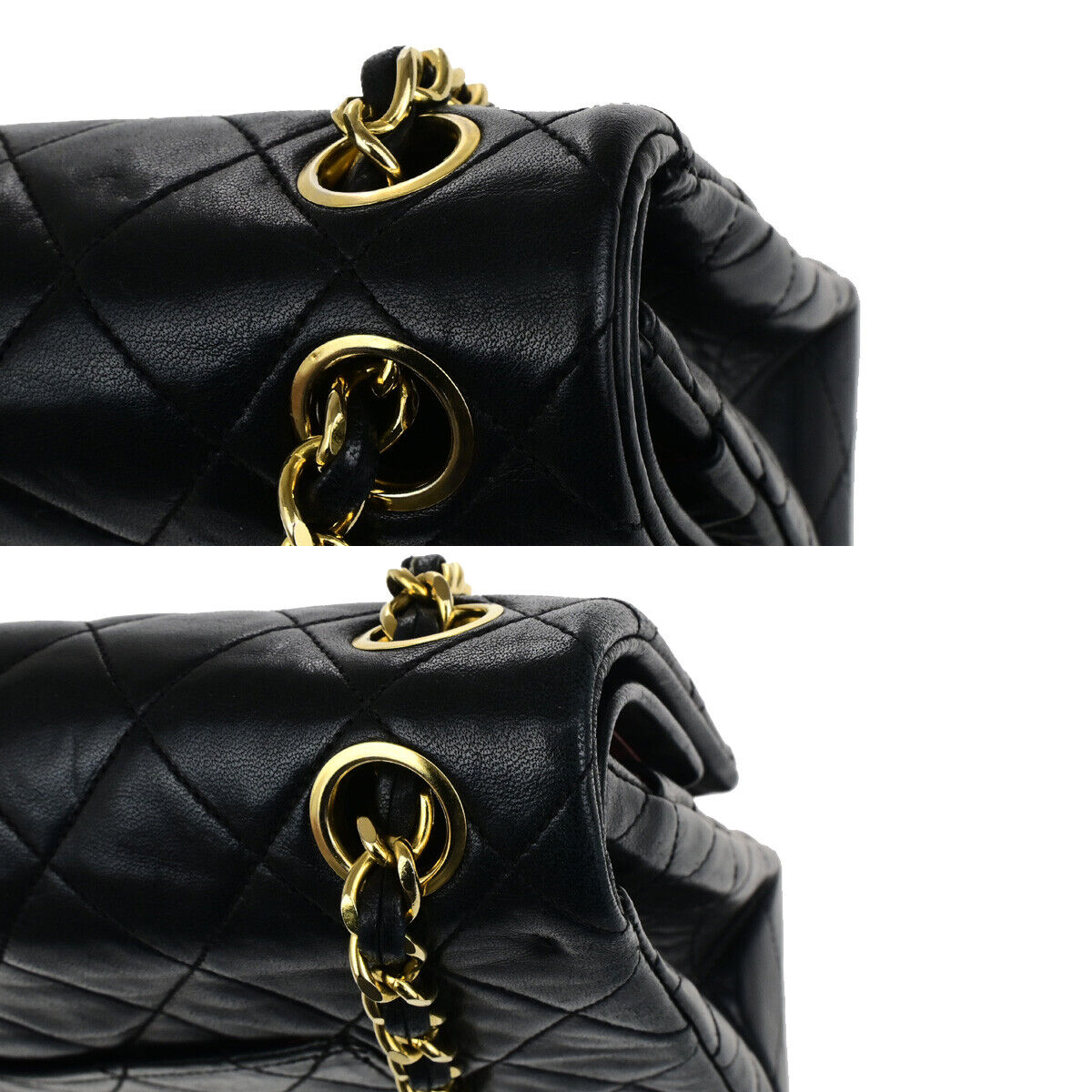 CHANEL CC Matelasse 25 Double Flap Chain Shoulder Bag Leather Black GHW 351RK767