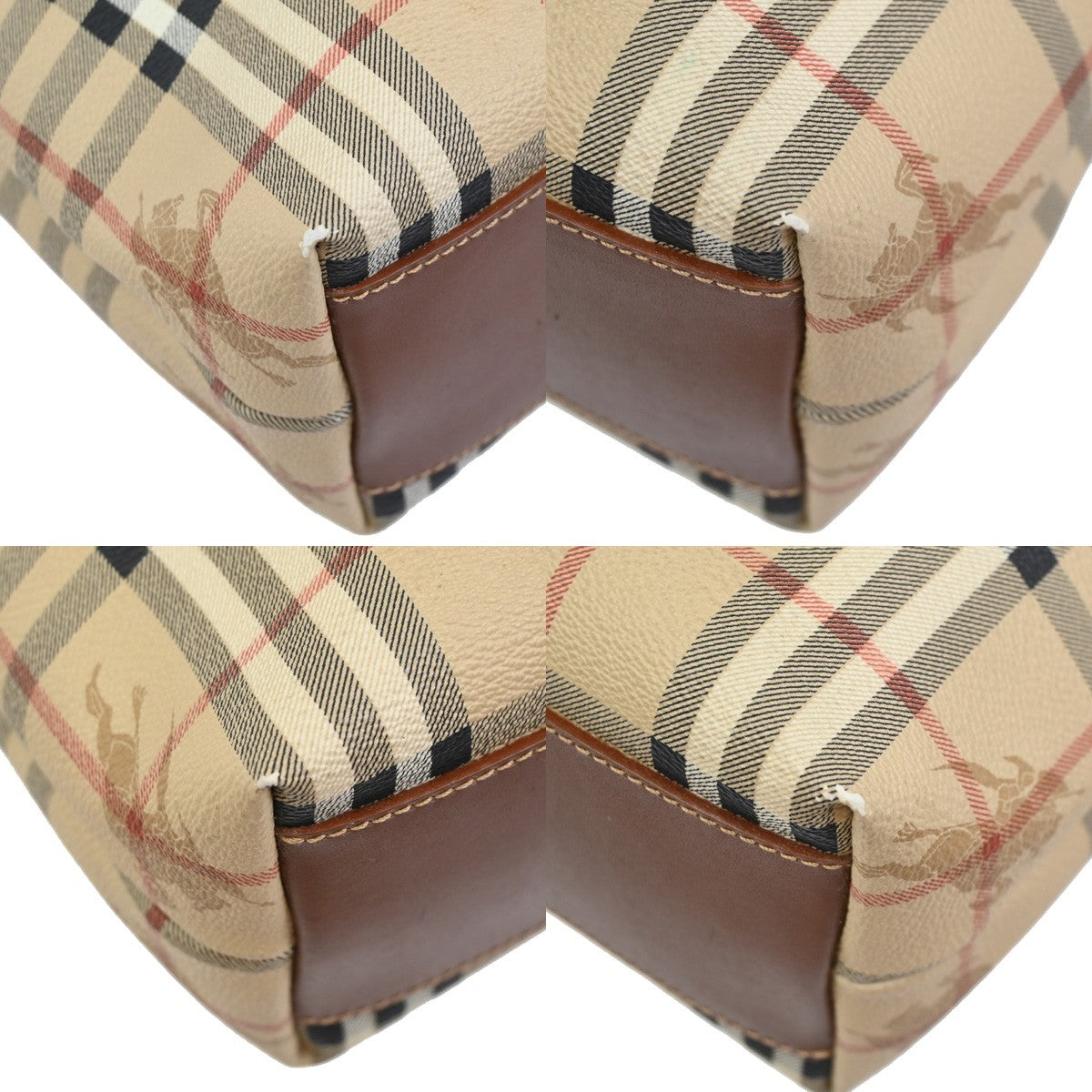 BURBERRY Nova Check Shoulder Bag PVC Leather Brown Beige GHW Italy 31KD012