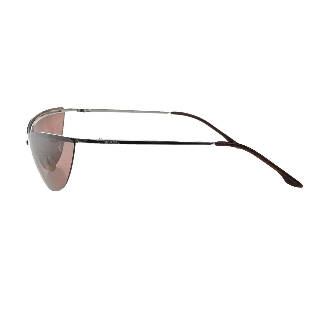 CHANEL CC Logo Sunglasses Eye Wear Plastic Metal Brown Silver 4041 33RP141