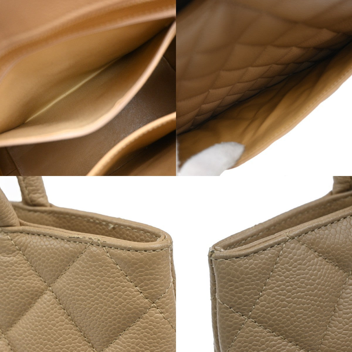 CHANEL Medallion Matelasse Shoulder Bag Grained Calfskin Leather Beige 648RF884