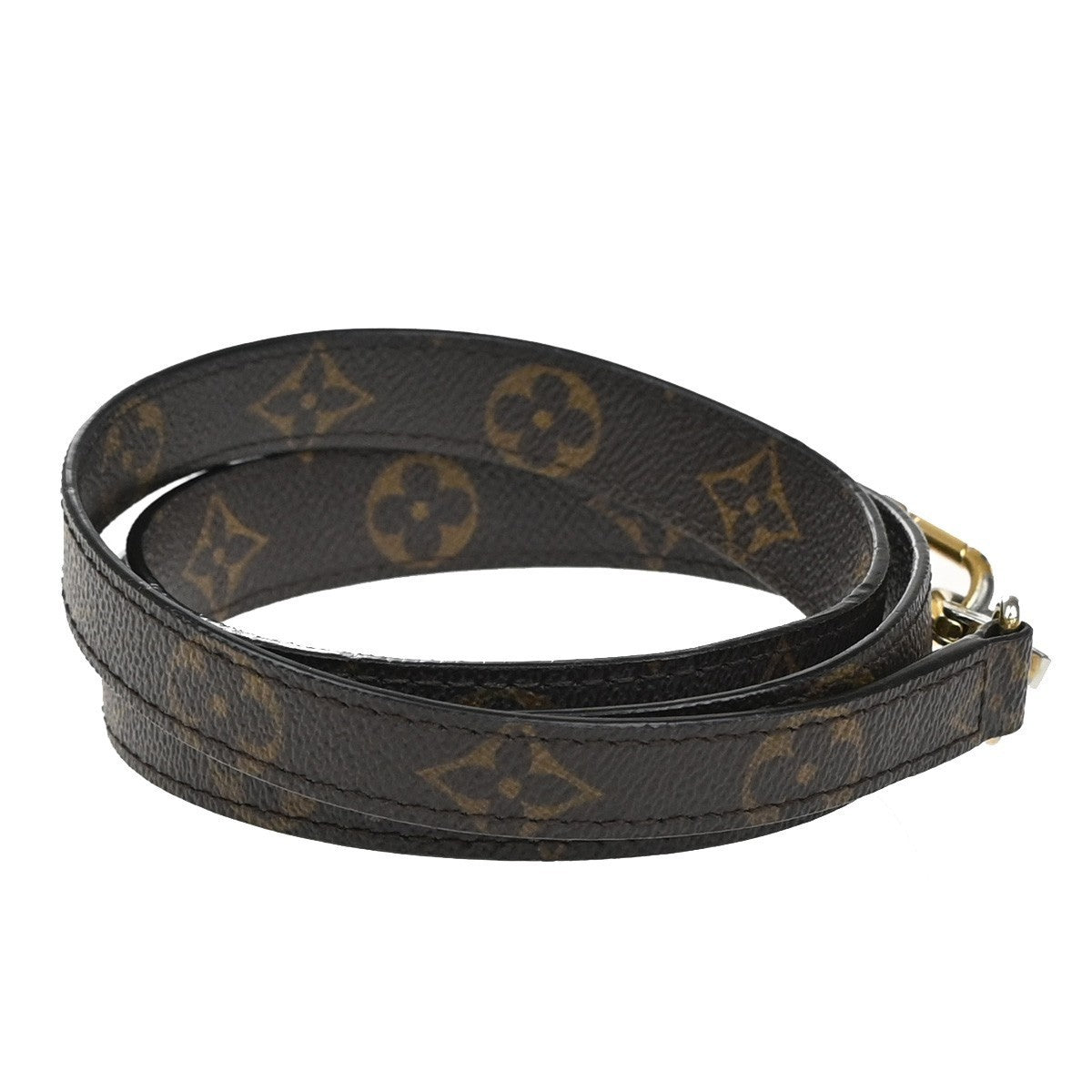 LOUIS VUITTON Shoulder Strap Monogram Leather Brown Gold Bag Accessory 36KP196