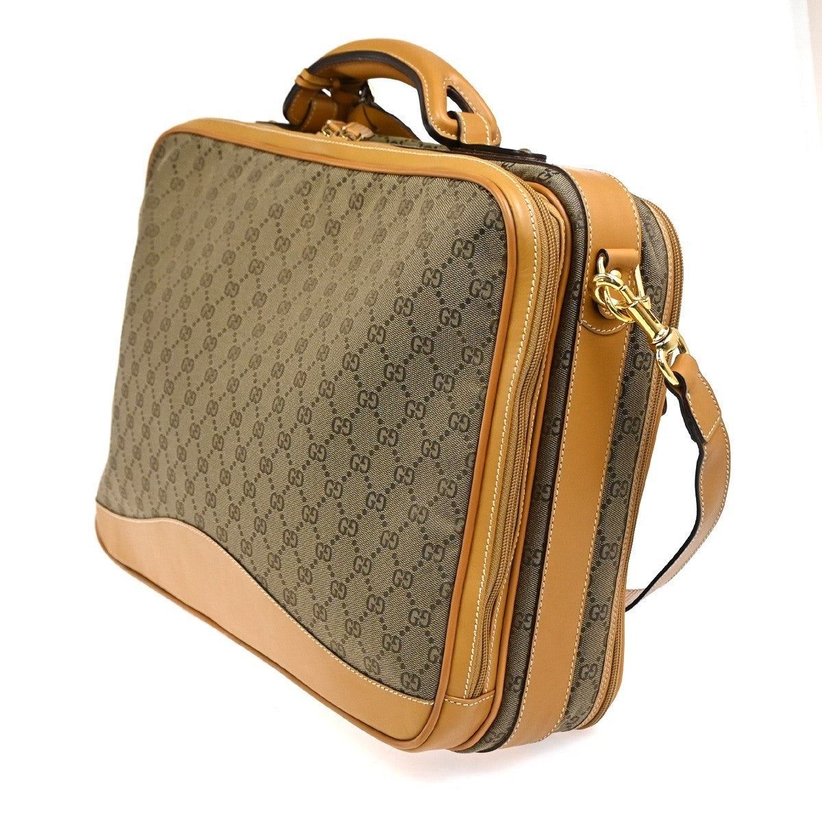 GUCCI GG Pattern 2Way Travel Shoulder Hand Bag Canvas Leather Brown GHW 34ZA245