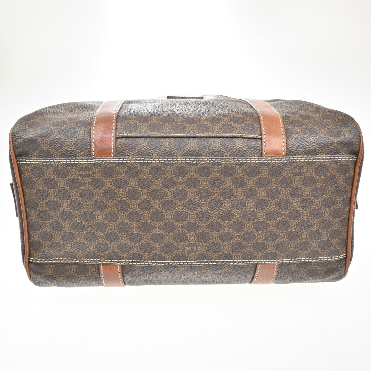 CELINE Logo Macadam Pattern Hand Bag PVC Leather Brown GHW Italy 69KC201