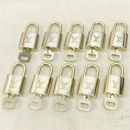 LOUIS VUITTON LV 10 SET PADLOCK KEY CHARM CADENA GOLD-PLATED FRANCE 35JF460