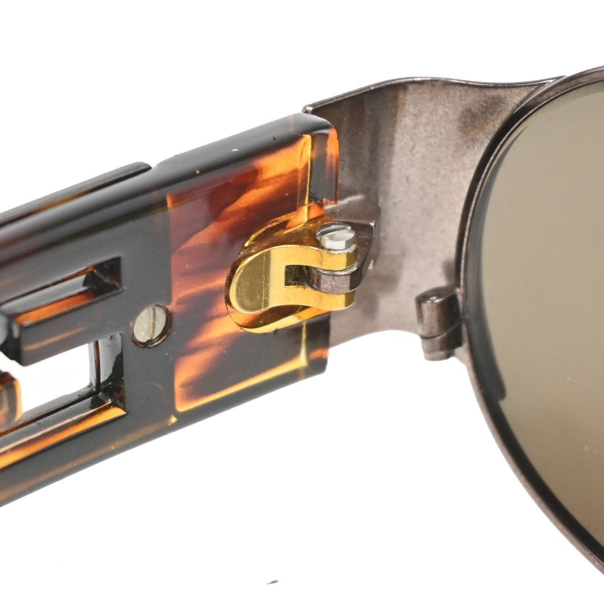 FENDI FF Logo Sunglasses Eye Wear Plastic Metal Brown Italy SL7131 07CA890