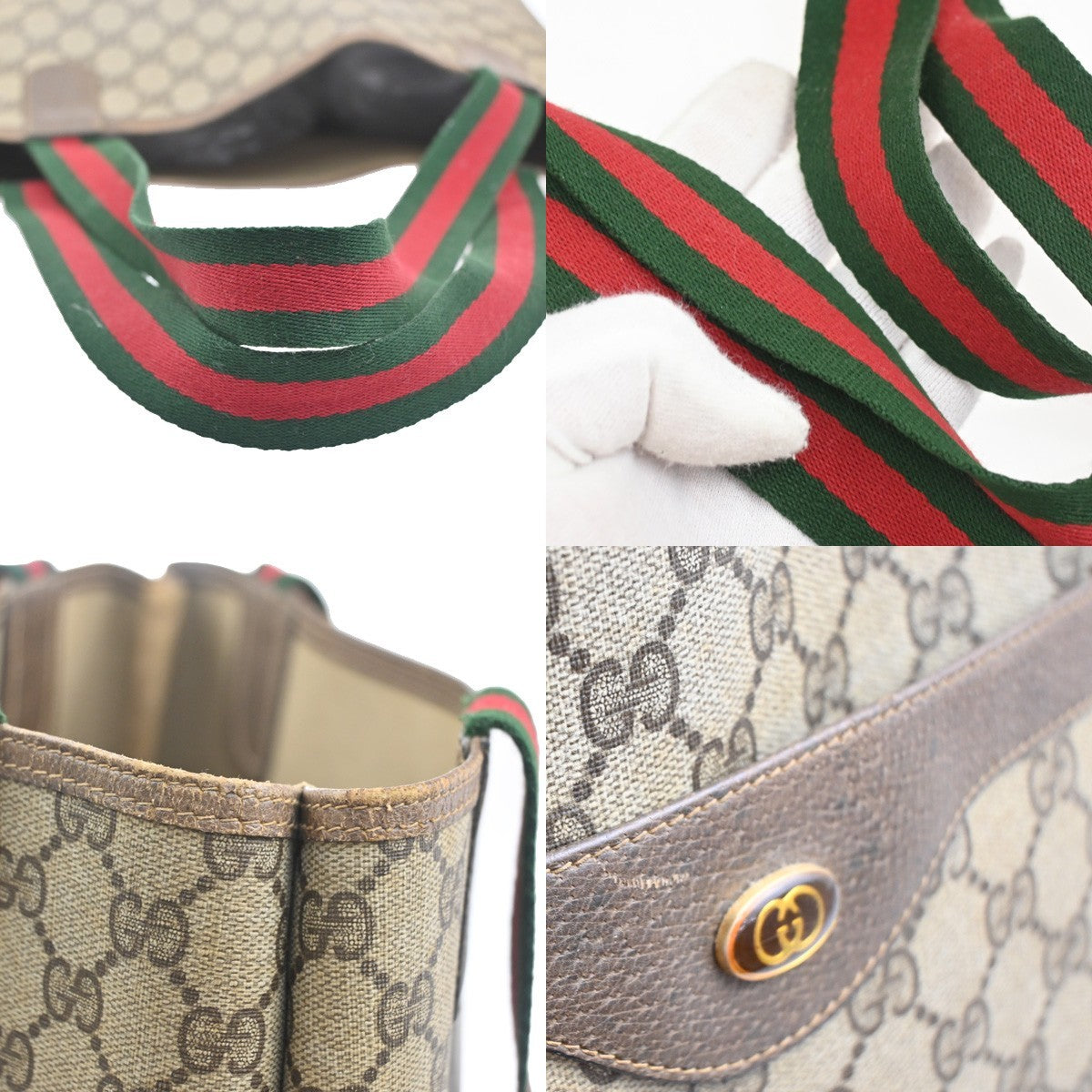 GUCCI PLUS GG Pattern Sherry Shoulder Tote Bag PVC Leather BE BN Italy 66SA109