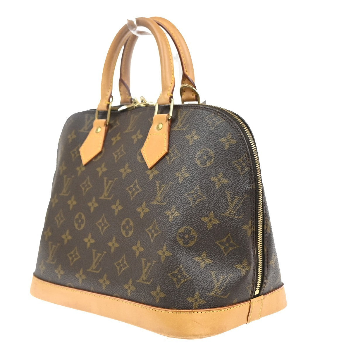 LOUIS VUITTON LV Logo Alma Hand Bag Monogram Leather Brown France M51130 17MA583