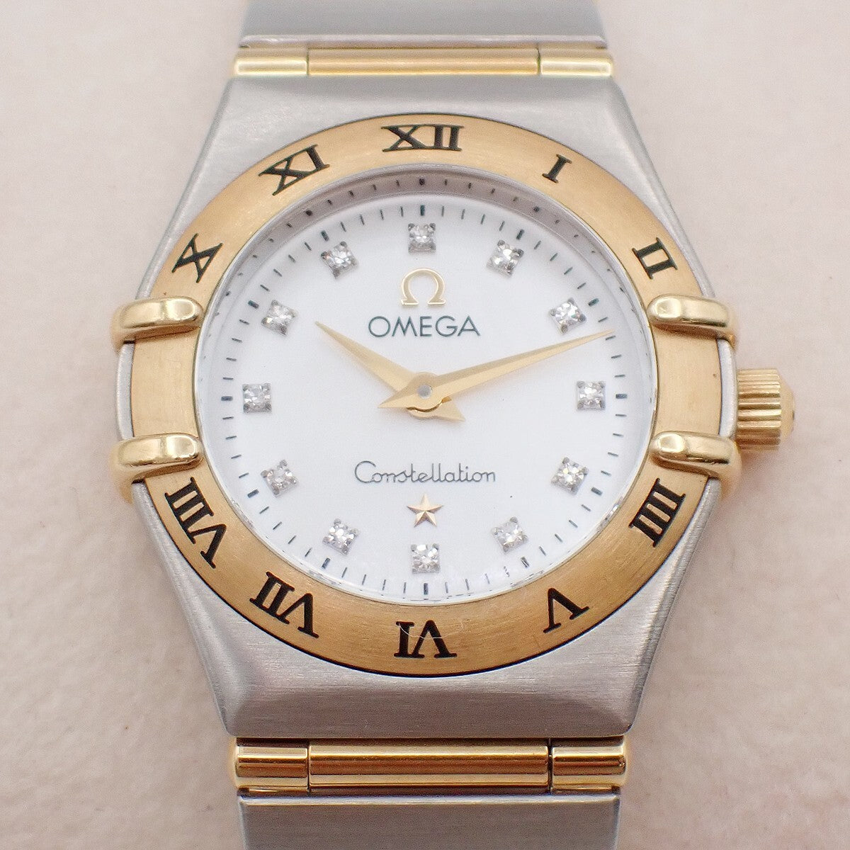 OMEGA Constellation Ladies Watch 1262.75.00 Quartz Diamond Steel Gold 300RK956