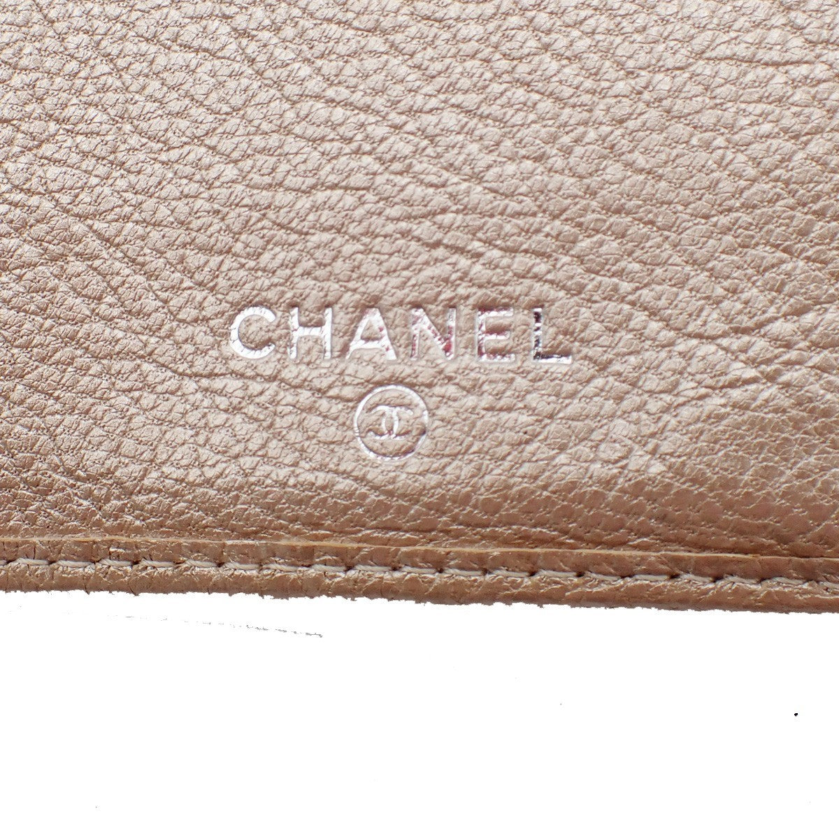 CHANEL CC Logo Trifold Long Wallet Purse Leather Gold Italy 33RL254
