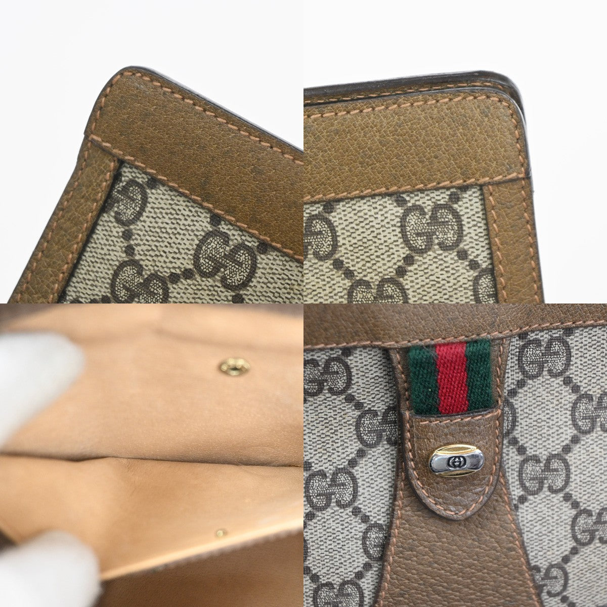 GUCCI GG Pattern Sherry Clutch Hand Bag PVC Leather Brown Italy 05TA586