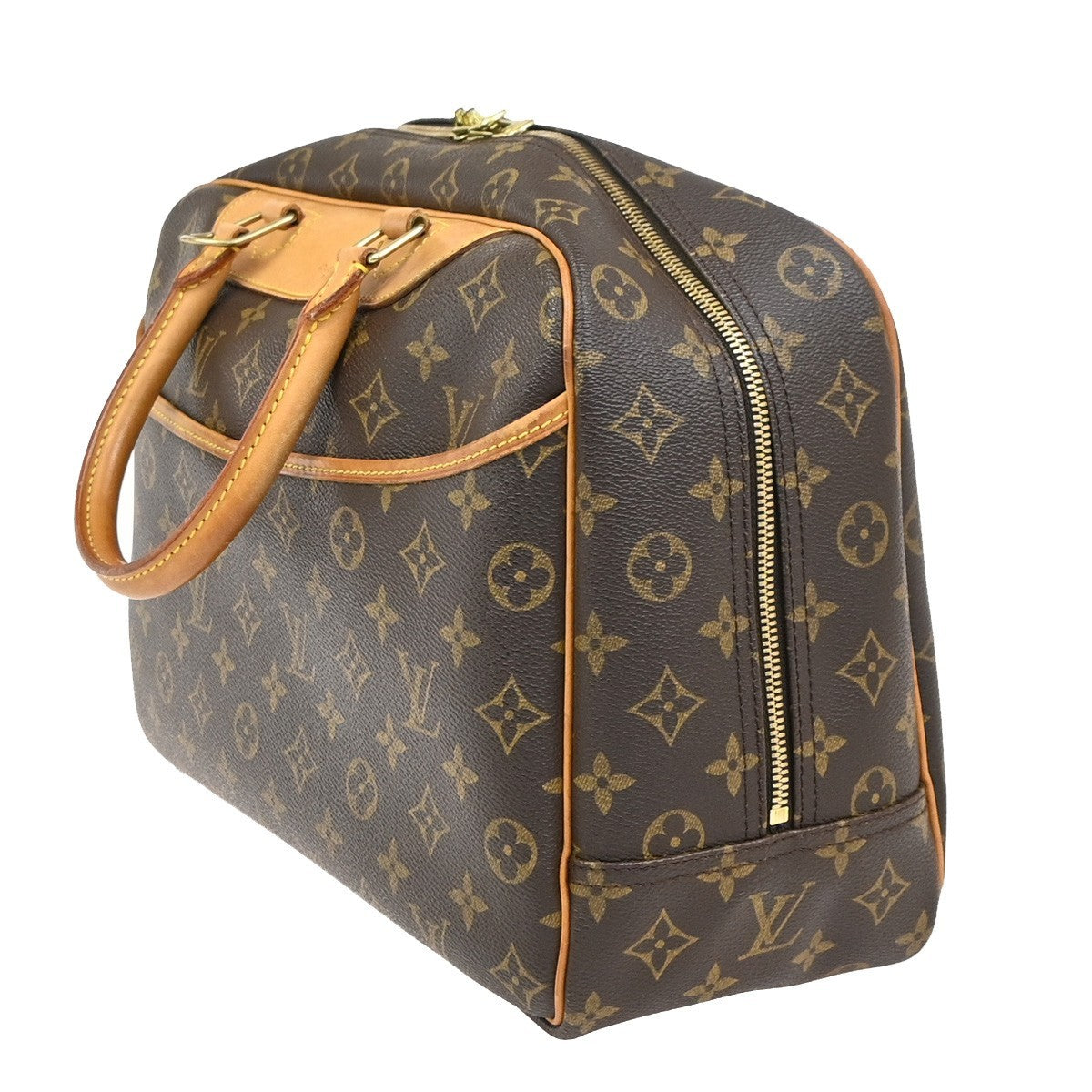 LOUIS VUITTON LV Logo Deauville Hand Bag Monogram Leather Brown M47270 12YH901