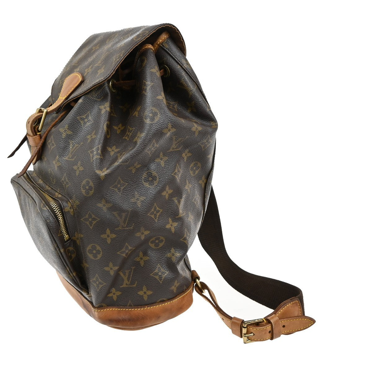 LOUIS VUITTON Montsouris GM Backpack Bag Monogram Leather Brown M51135 71KB593