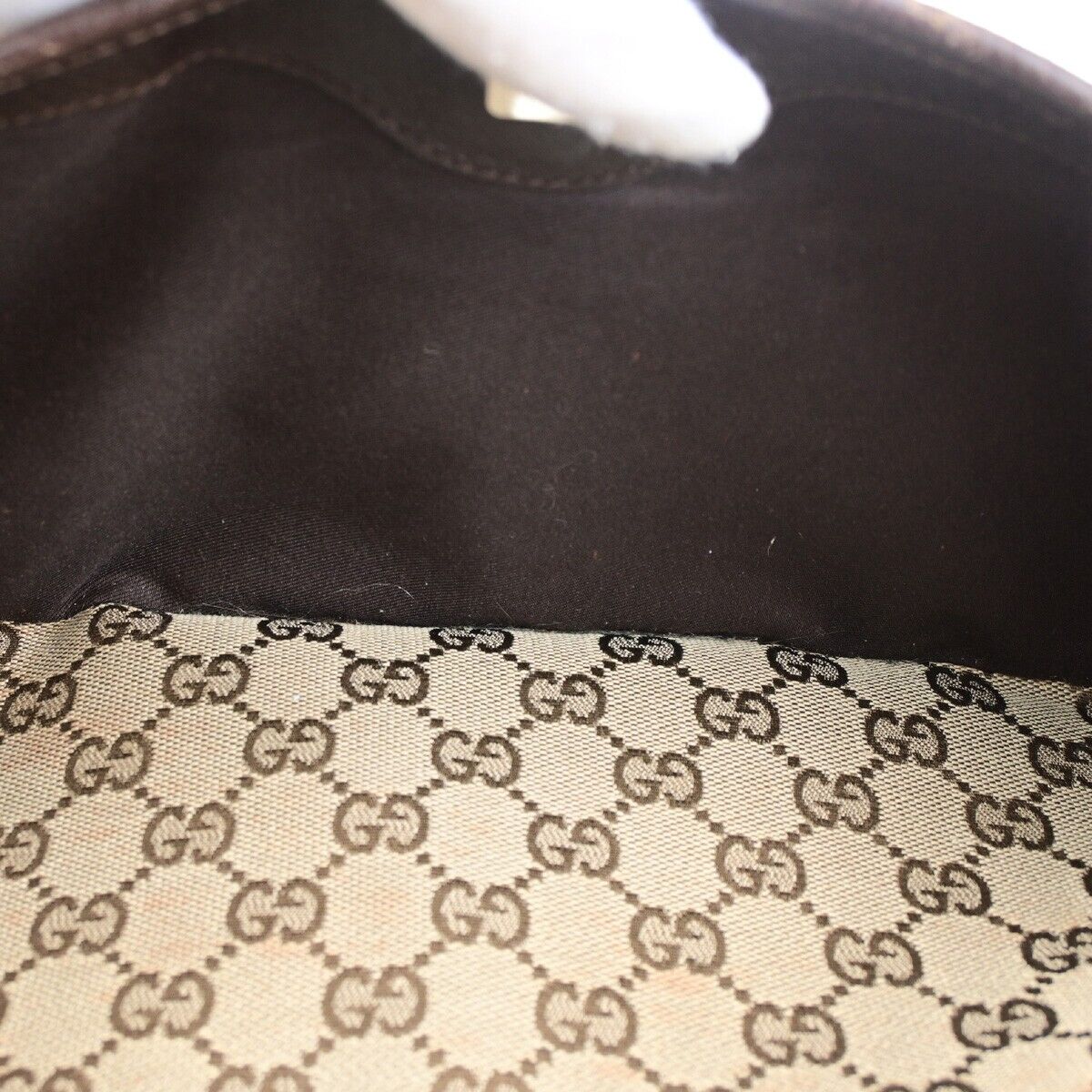 GUCCI Logo GG Pattern Shoulder Tote Bag Canvas Leather Brown GHW Italy 02EC081