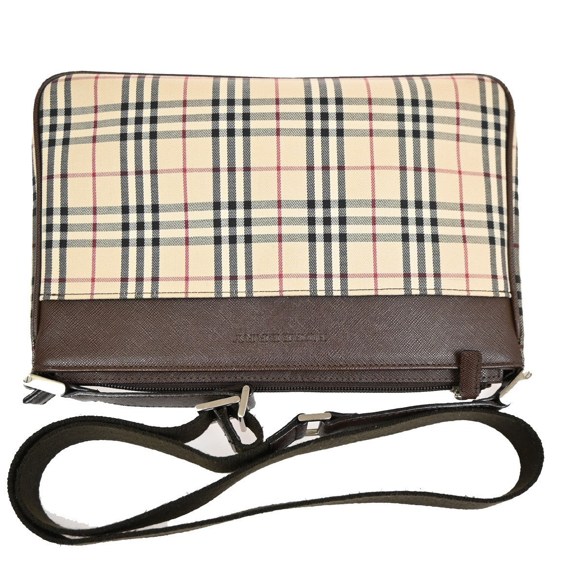 BURBERRY Logo Nova Check Shoulder Bag Canvas Leather Brown 31RF808
