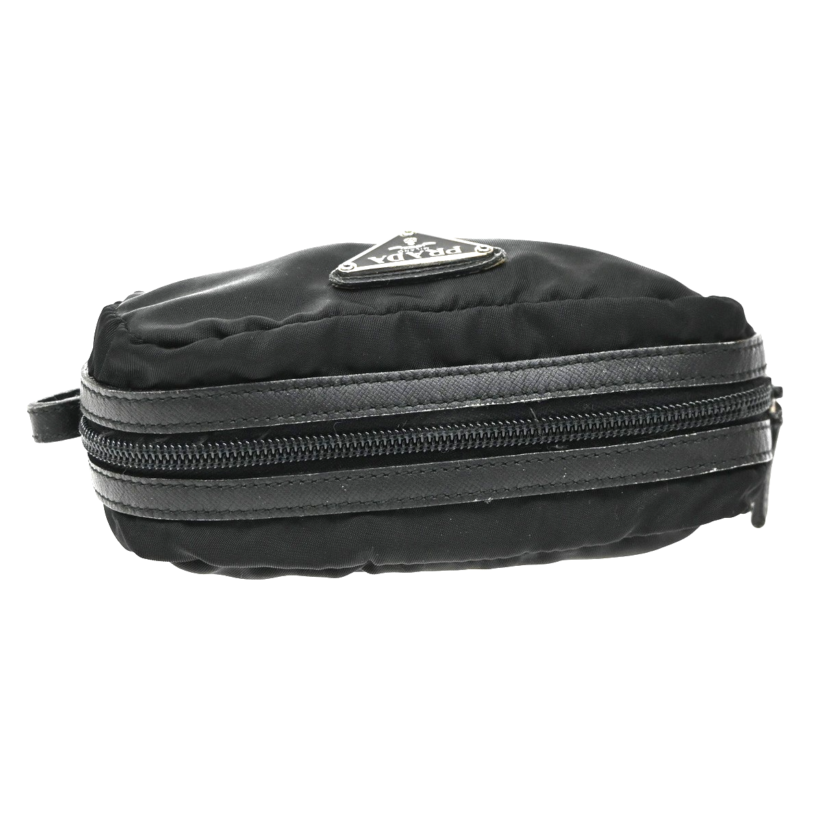 PRADA Logo Tessuto Mini Cosmetic Pouch Nylon Leather Black SHW Italy 09KD207