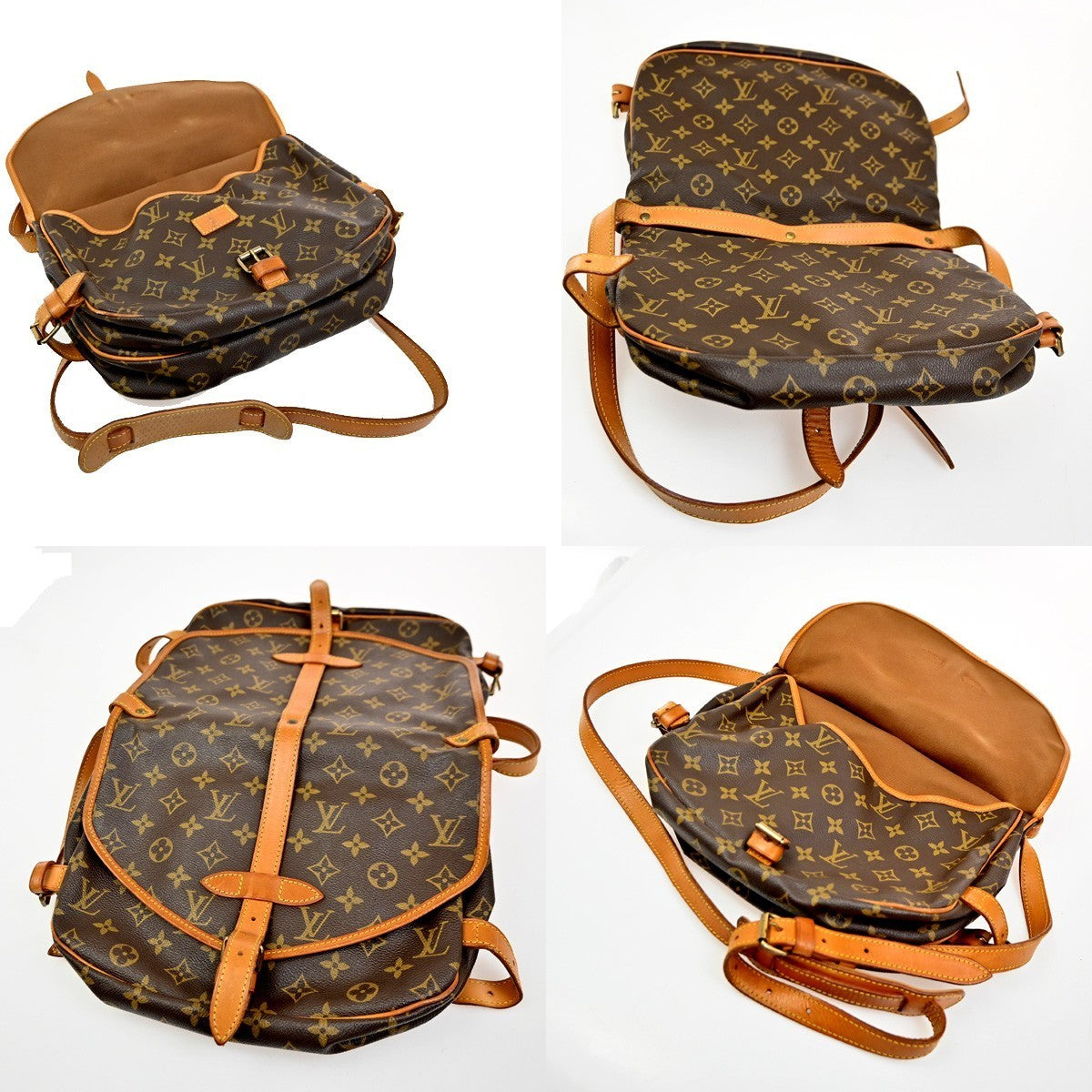 LOUIS VUITTON Logo Saumur 30 Shoulder Bag Monogram Leather Brown M42256 17CA491
